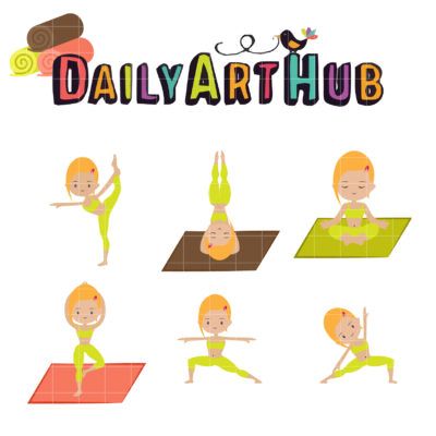 Yoga Girl Clip Art Set