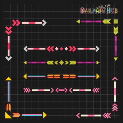Arrow Corners And Borders Clip Art Set