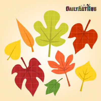 Cute Autumn Leaves Clip Art Set