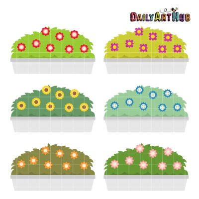 Flower Shrubs Clip Art Set