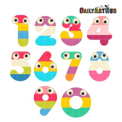 Googly Eyed Numbers Clip Art Set