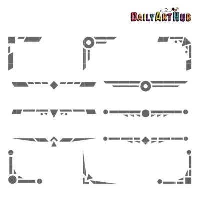 Polygon Borders And Corners Clip Art Set