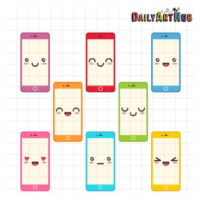 Smartphone Emojis Clip Art Set