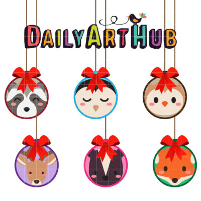 Christmas Animal Balls Clip Art Set