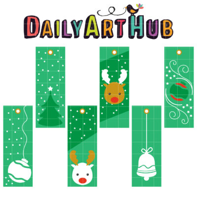 Christmas Bookmarks Clip Art Set