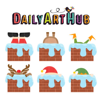 Christmas Chimney Clip Art Set