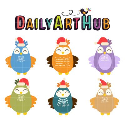 Christmas Owls Clip Art Set