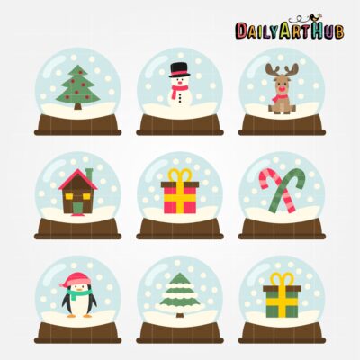 Christmas Snow Globes Clip Art Set