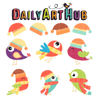 Cute Winter Birds Clip Art Set