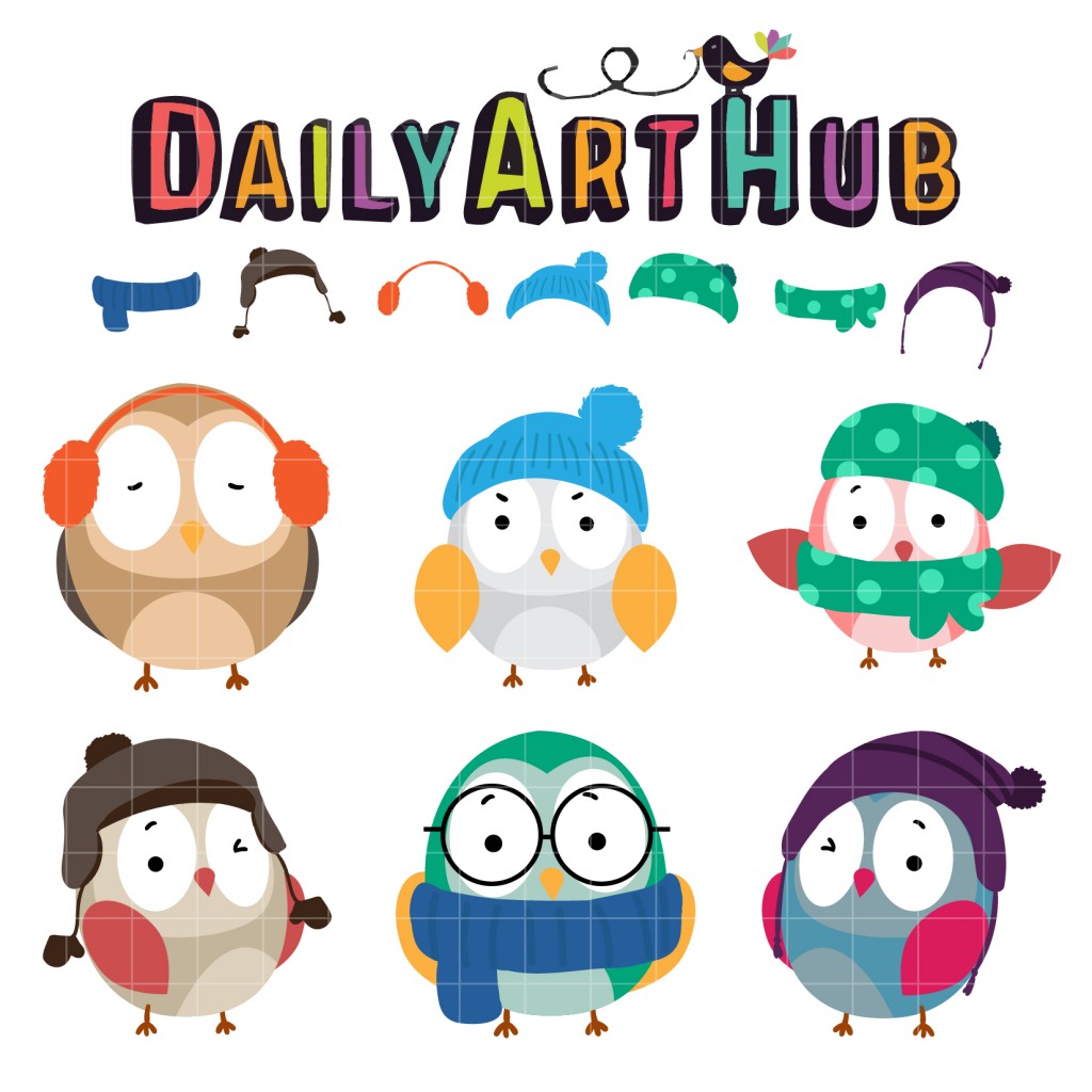 Cute Winter Owl Attire Clip Art Set – Daily Art Hub // Graphics ...