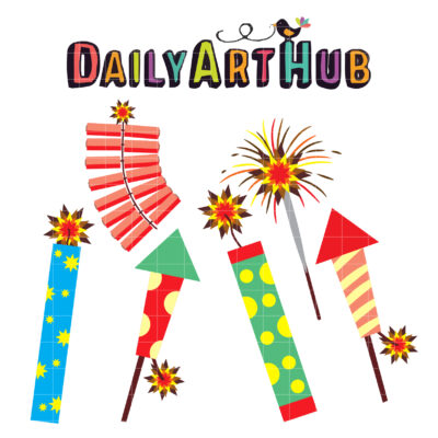 Assorted Firecrackers Clip Art Set