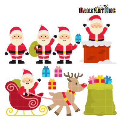 Happy Santa Claus Clip Art Set