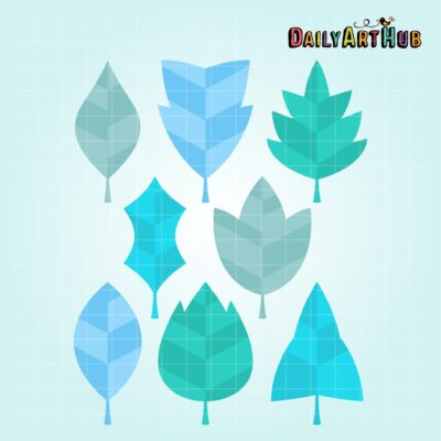 Icy Leaves Clip Art Set