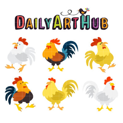 Rooster Clip Art Set