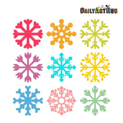 Simple Snowflake Clip Art Set