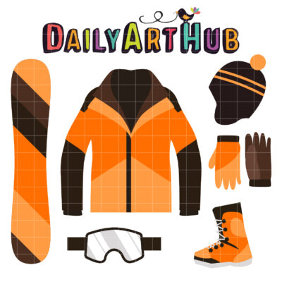 Snowboarding Gears Clip Art Set