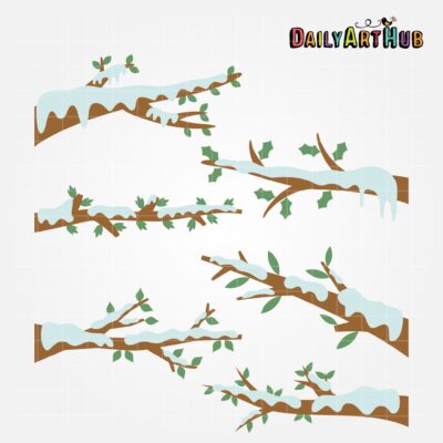Snowy Branches Clip Art Set