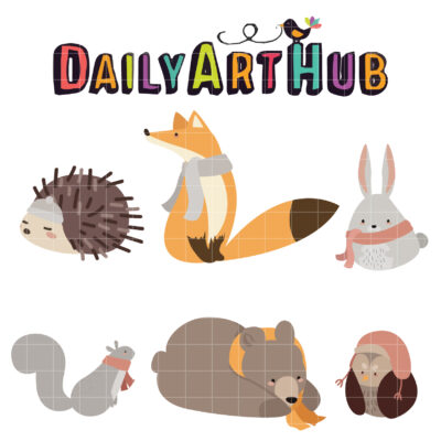 Winter Animals Clip Art Set