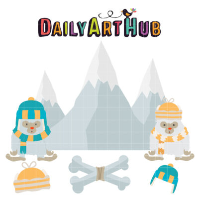 Winter Big foot Clip Art Set