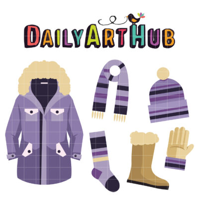 Winter Fashion Clothes Clip Art Set