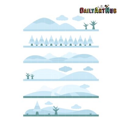 Winter Landscapes Clip Art Set