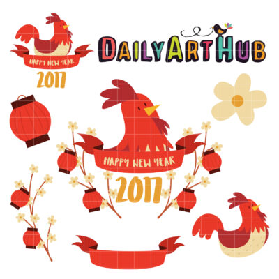 Year of the Rooster Clip Art Set