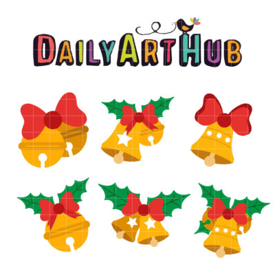 Yellow Jingle Bells Clip Art Set