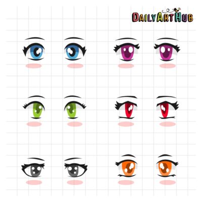 Anime Girl Eyes Clip Art Set