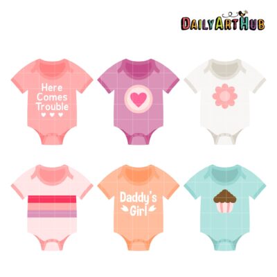 Baby Girl Onesies  Clip Art Set