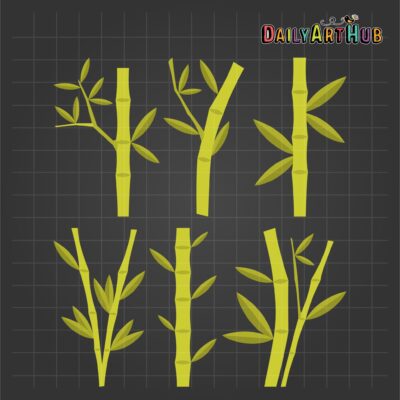 Bamboo Branches Clip Art Set
