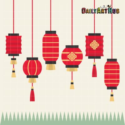 Chinese Lanterns Clip Art Set