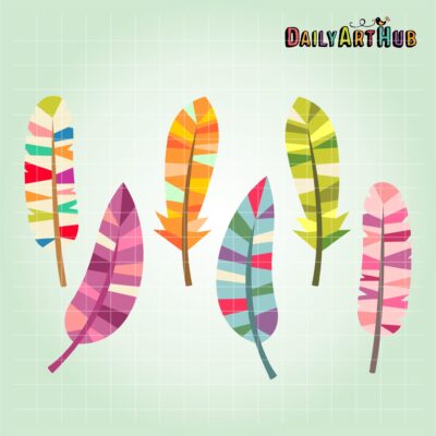 Colorful Feathers Clip Art Set
