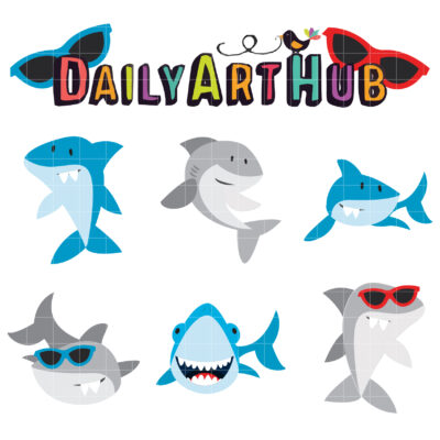 Cool Shark Clip Art Set