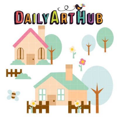 Cute Houses Clip Art Set
