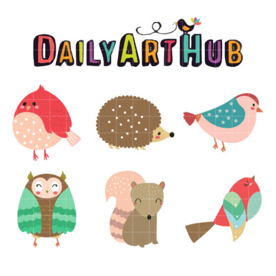 Cute Patterned Animals Clip Art Set