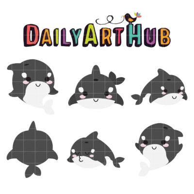 Cute Whale Clip Art Set