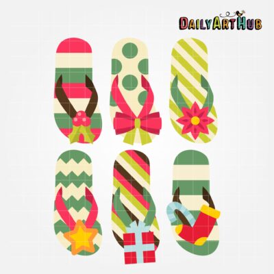 Flip Flop Decorations Clip Art Set