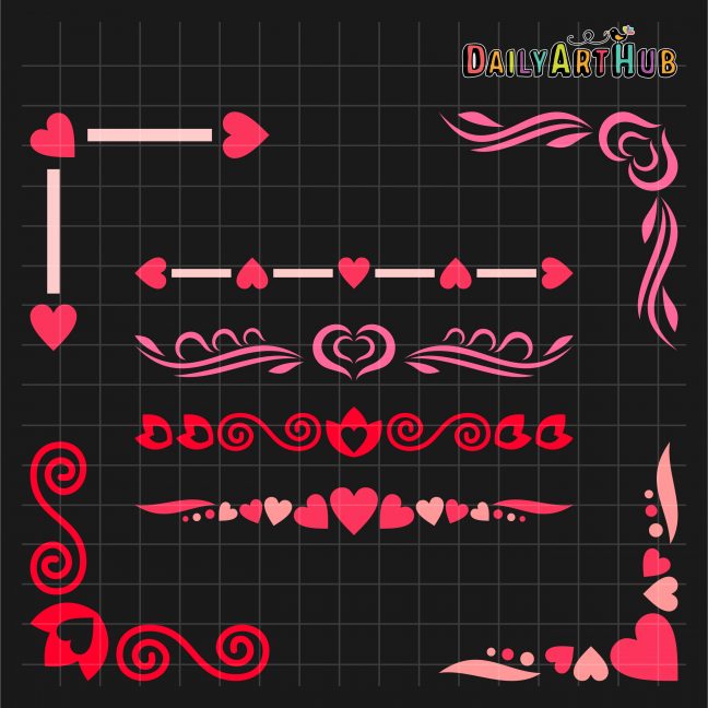 Heart Borders And Corners Clip Art Set – Daily Art Hub – Free Clip Art ...