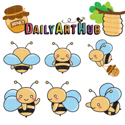Honey Bee Clip Art Set
