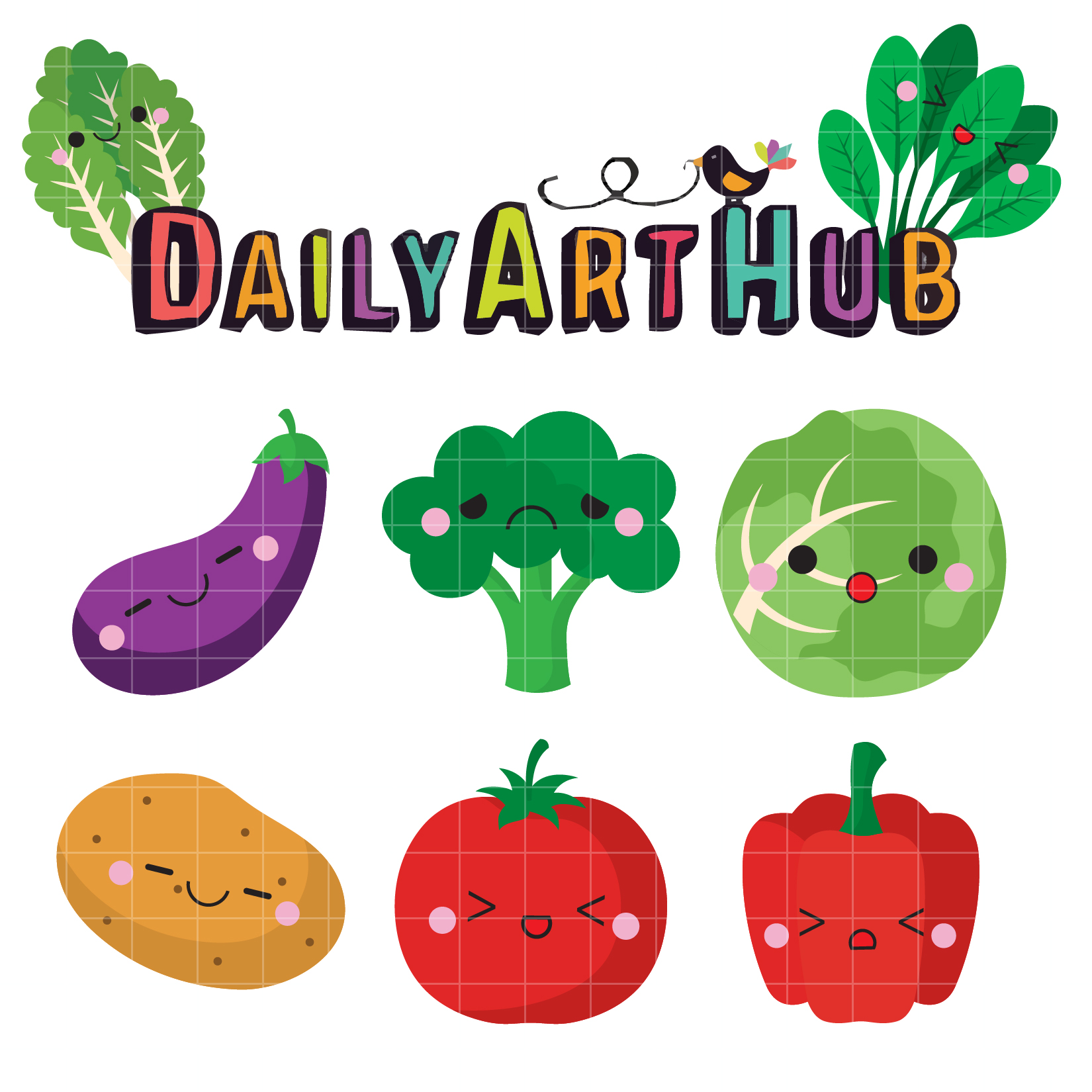 Kawaii Vegetables Clip Art Set – Daily Art Hub – Free Clip Art Everyday