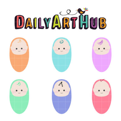 New Born Babies Clip Art Set