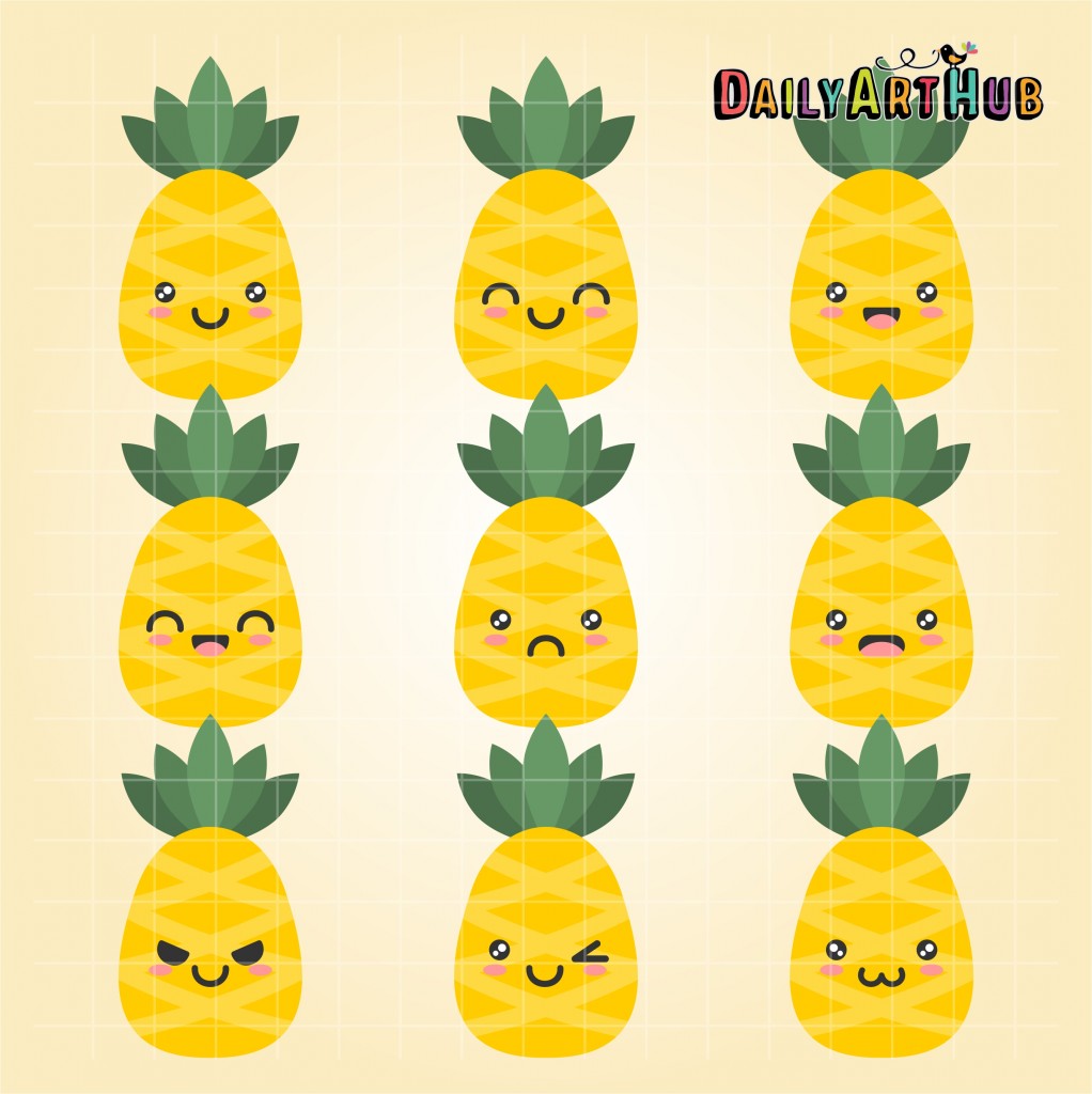 Pineapple Emojis Clip Art Set Daily Art Hub // Graphics, Alphabets & SVG