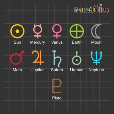 Planet Symbols Clip Art Set