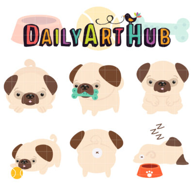 Pug Clip Art Set
