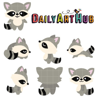 Raccoon Clip Art Set