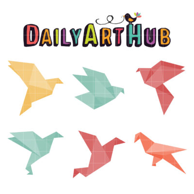 Simple Bird Origami Clip Art Set