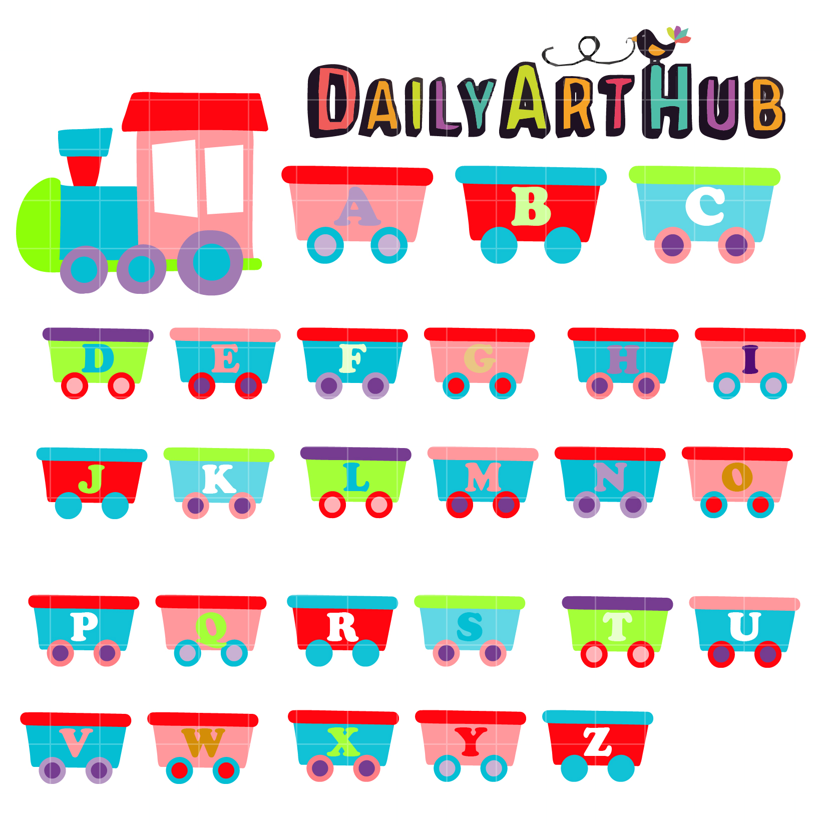 Train Alphabet Clip Art Set – Daily Art Hub // Graphics, Alphabets & SVG