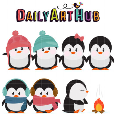 Winter Penguins Clip Art Set