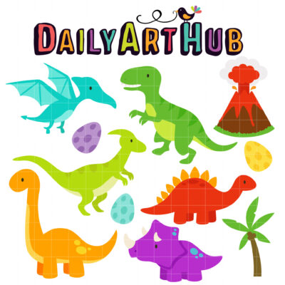 Cute Dinosaurs Clip Art Set