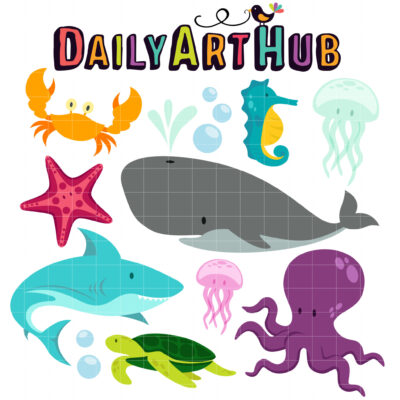 Underwater Creatures Clip Art Set